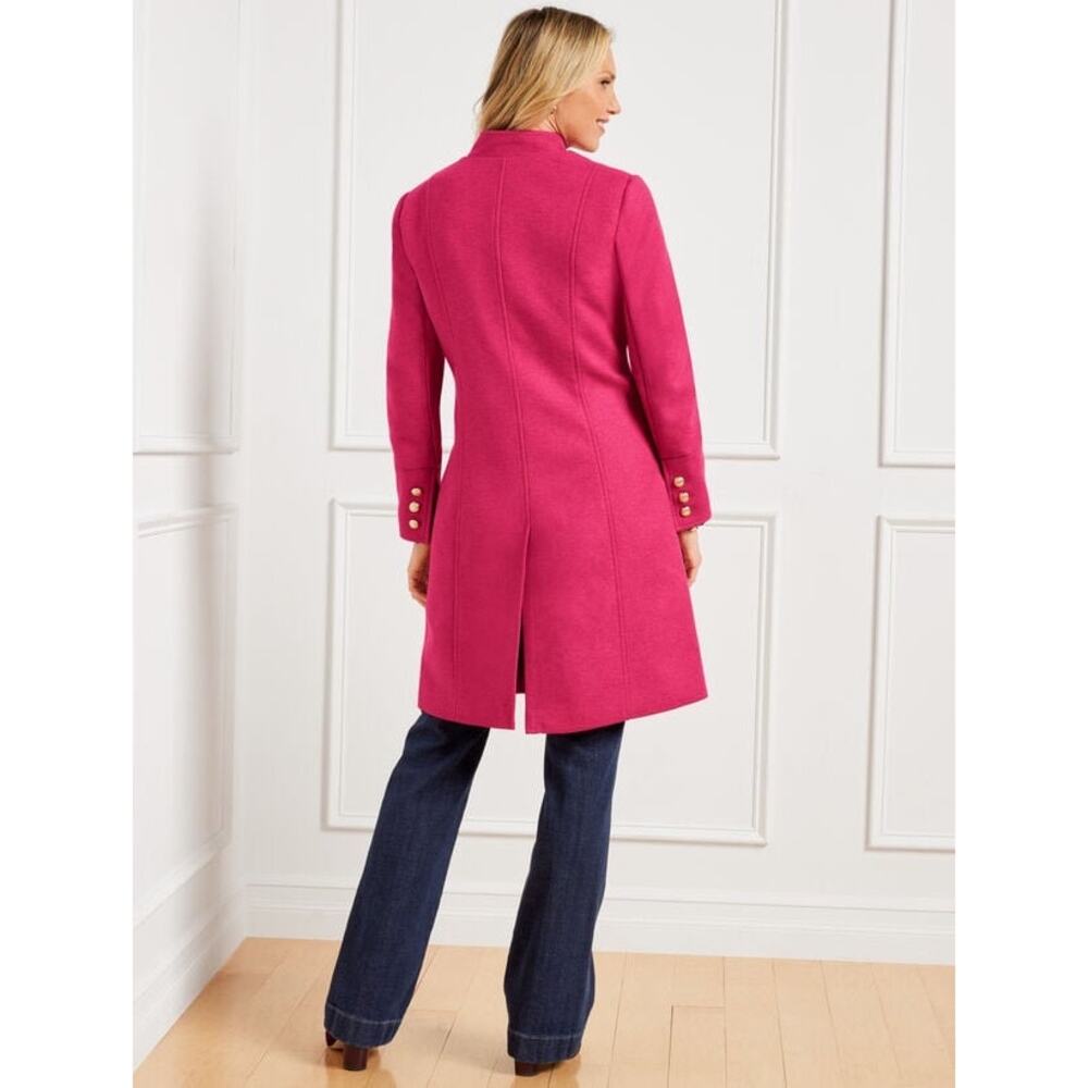 Talbots Pink Military Coat Women’s Plus Size 14W Wool Blend Gold Button Jacket - Picture 3 of 14